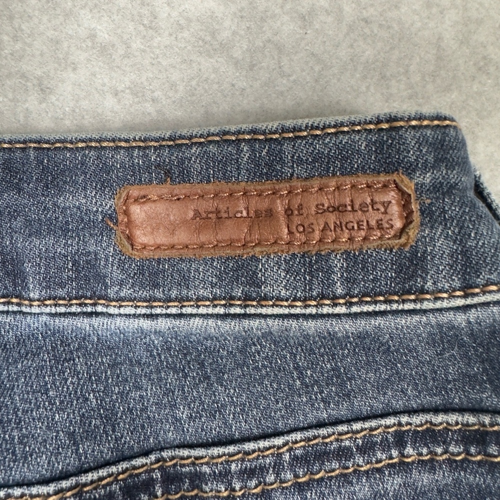 Articles Of Society‎ Jeans Womens 26 Skinny Dark Wash Frayed Hem Blue Denim - Picture 13 of 14